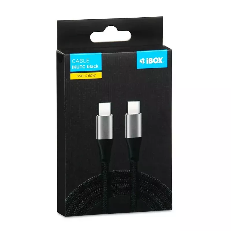 iBOX IKUTC1B USB-C kabelis, 60 W, 1 m, juodas