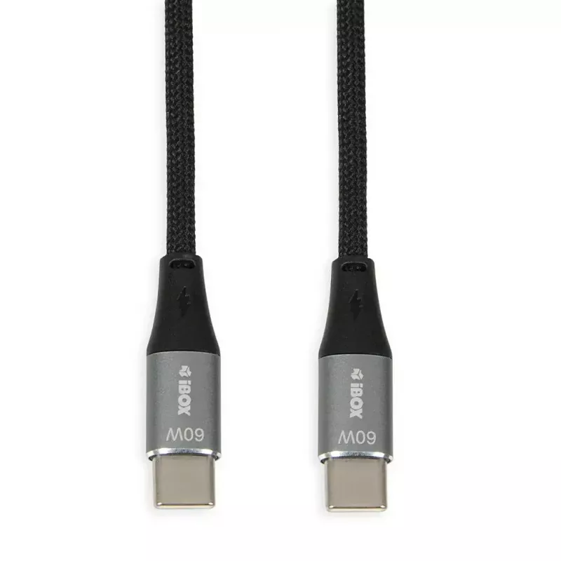 iBOX IKUTC1B USB-C kabelis, 60 W, 1 m, juodas