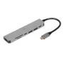 Docking stotelė IBOX IUH3SL4K USB Type-C 5 Gbit/s, HDMI 4K@30Hz, PD iki 100W, 2x USB-A, 2x USB-C, kortelių skaitytuvas, sidabrinė