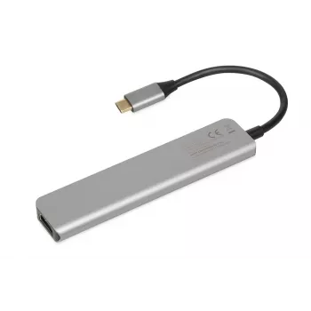 Docking stotelė IBOX IUH3SL4K USB Type-C 5 Gbit/s, HDMI 4K@30Hz, PD iki 100W, 2x USB-A, 2x USB-C, kortelių skaitytuvas, sidabrinė