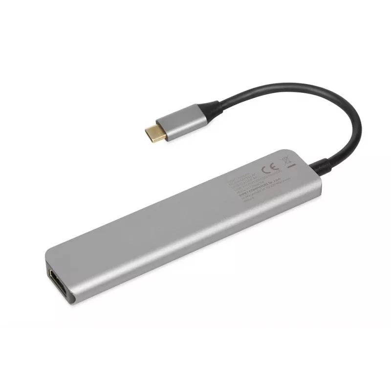 Docking stotelė IBOX IUH3SL4K USB Type-C 5 Gbit/s, HDMI 4K@30Hz, PD iki 100W, 2x USB-A, 2x USB-C, kortelių skaitytuvas, sidabrinė