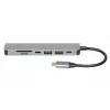Docking stotelė IBOX IUH3SL4K USB Type-C 5 Gbit/s, HDMI 4K@30Hz, PD iki 100W, 2x USB-A, 2x USB-C, kortelių skaitytuvas, sidabrinė