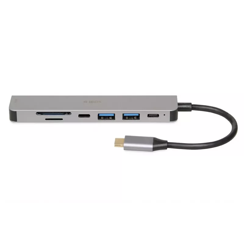 Docking stotelė IBOX IUH3SL4K USB Type-C 5 Gbit/s, HDMI 4K@30Hz, PD iki 100W, 2x USB-A, 2x USB-C, kortelių skaitytuvas, sidabrinė