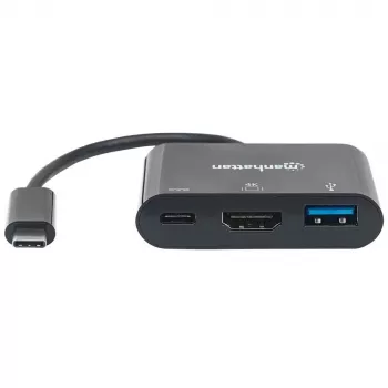 Manhattan USB-C Dock/Hub su HDMI, USB-A ir USB-C, 5 Gbps (USB 3.2 Gen1), 60W Power Delivery