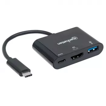 Manhattan USB-C Dock/Hub su HDMI, USB-A ir USB-C, 5 Gbps (USB 3.2 Gen1), 60W Power Delivery