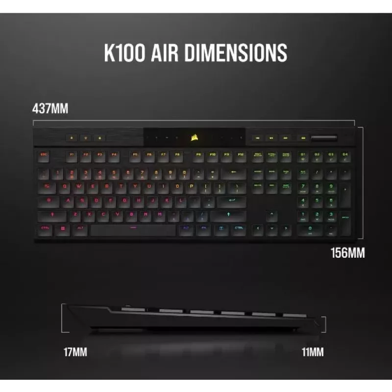 Belaidė klaviatūra Corsair K100 AIR RGB Ultra Thin Cherry MX