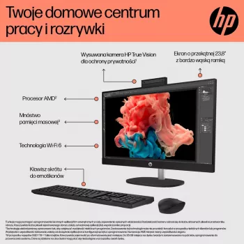 HP 24-cr0312nw AMD Ryzen™ 5 7520U 60,5 cm (23.8 inch) 1920 x 1080 All-in-One kompiuteris 16 GB LPDDR5-SDRAM 512 GB SSD Windows 11 Home Wi-Fi 6 (802.11ax) Baltas
