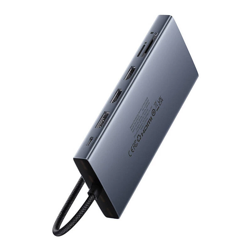 Hub 13in1 Baseus PortalJoy USB-C į HDMI+DP+VGA+C+USB+PD+RJ45+SD/TF+3.5mm (pilka)