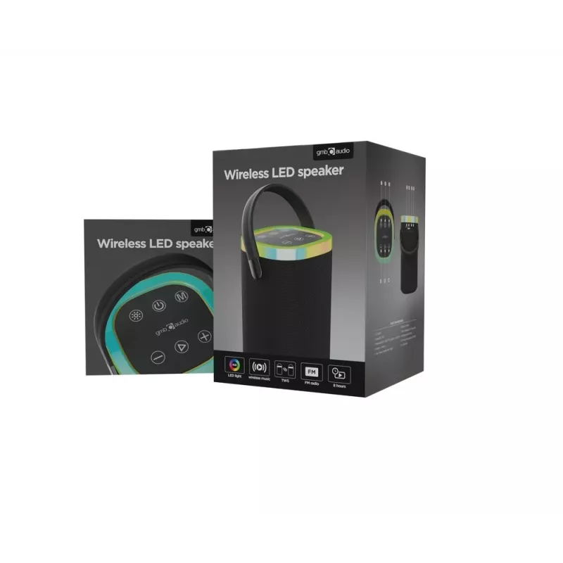 Nešiojamas garsiakalbis GEMBIRD SPK-BT-LED-06, Bluetooth, įmontuotas LED apšvietimas, įkraunama baterija