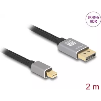 DeLOCK Mini DisplayPort į DisplayPort laidas 8K 60 Hz 2 m pilkas metalinis
