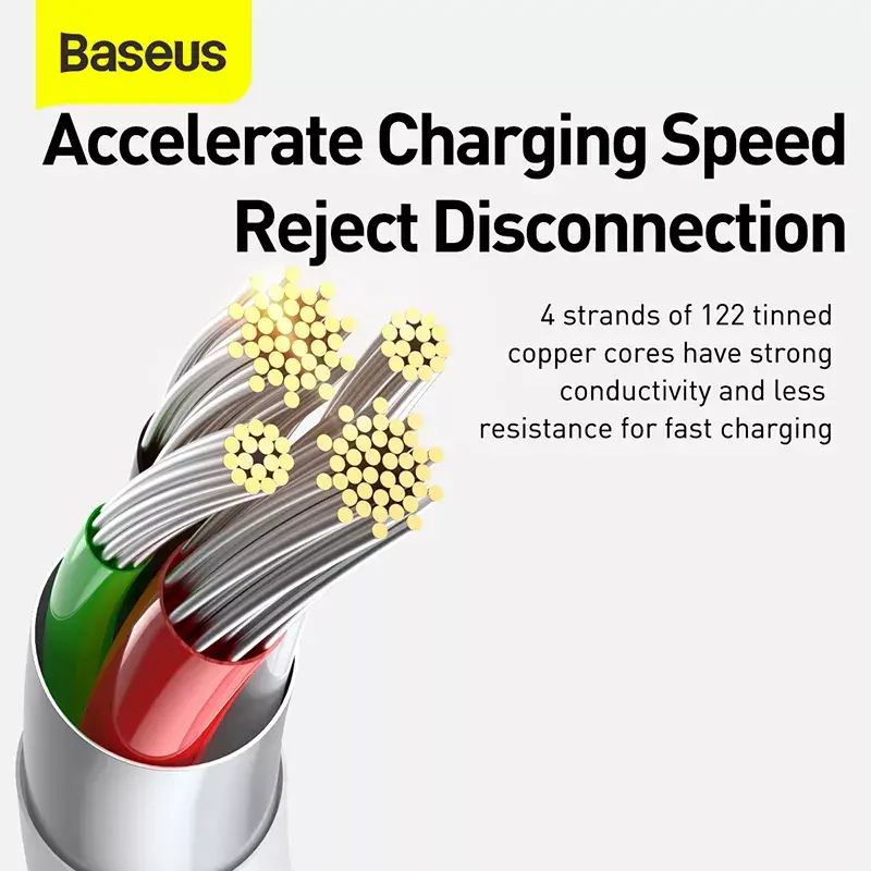 USB laidas Baseus Superior USB 2.0 1,5 m USB A / USB-C / Micro USB / Lightning baltas