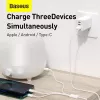 USB laidas Baseus Superior USB 2.0 1,5 m USB A / USB-C / Micro USB / Lightning baltas