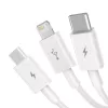 USB laidas Baseus Superior USB 2.0 1,5 m USB A / USB-C / Micro USB / Lightning baltas