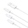 USB laidas Baseus Superior USB 2.0 1,5 m USB A / USB-C / Micro USB / Lightning baltas