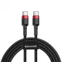 USB-C laidas Baseus Cafule 2m USB-C juodas raudonas