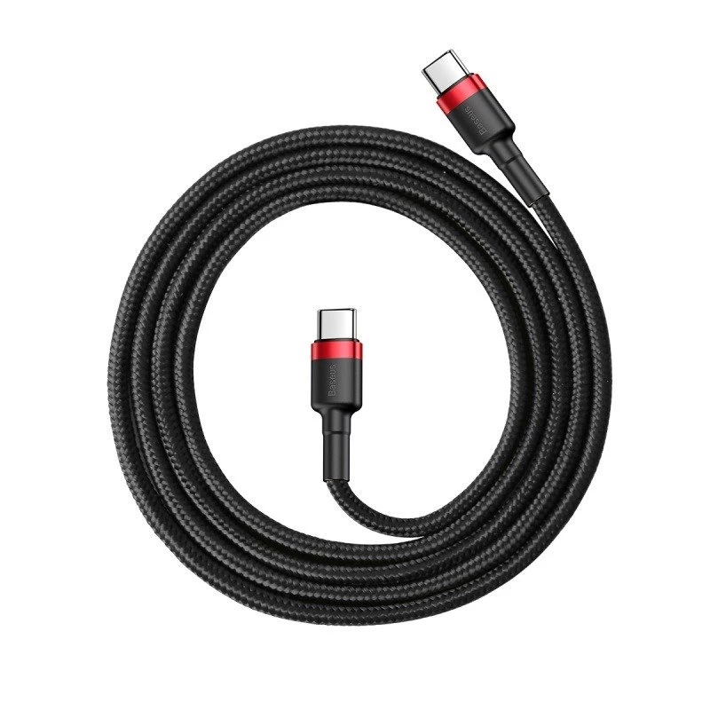 USB-C laidas Baseus Cafule 2m USB-C juodas raudonas