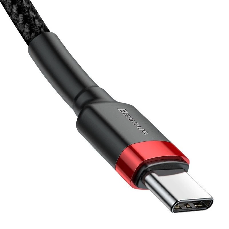 USB-C laidas Baseus Cafule 2m USB-C juodas raudonas