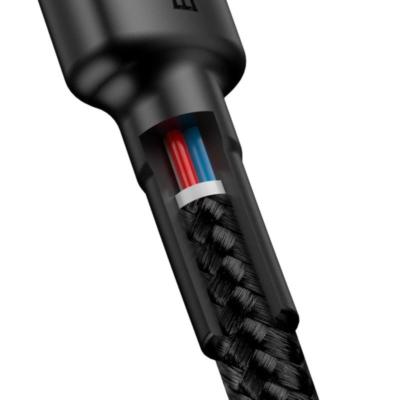 USB-C laidas Baseus Cafule 2m USB-C juodas raudonas