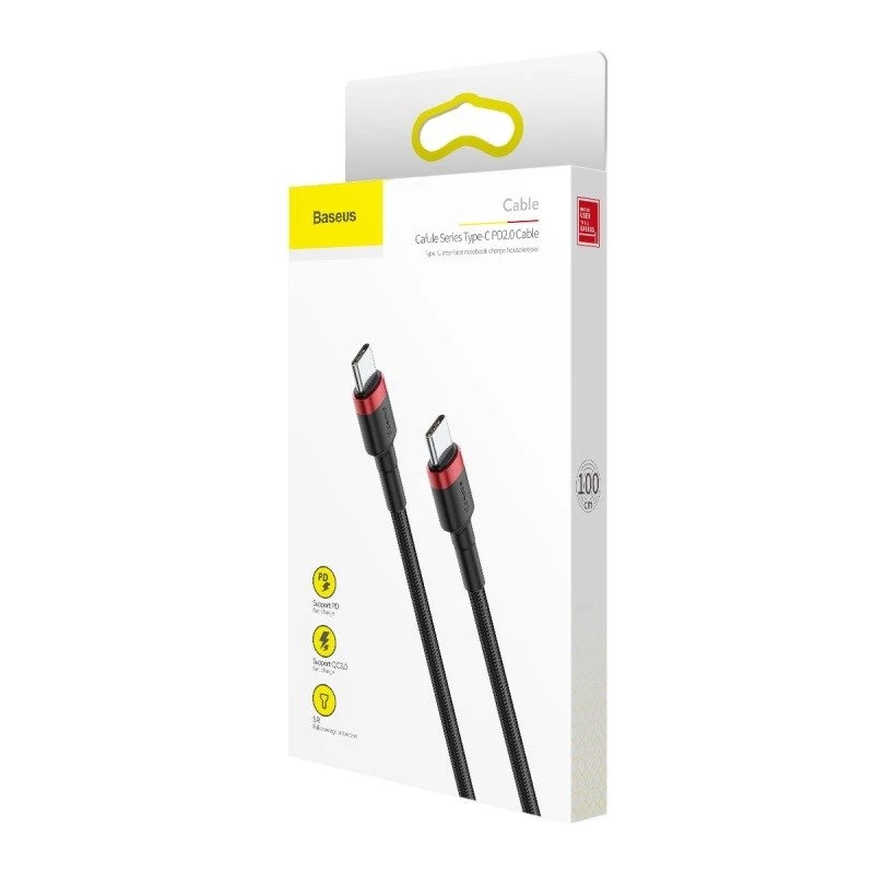 USB-C laidas Baseus Cafule 2m USB-C juodas raudonas