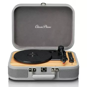 Patefonas lagaminėlis Lenco TT-116GR nešiojamas vinilinis grotuvas su Bluetooth 5.0, USB, AUX, įmontuotais garsiakalbiais, 4W, palaiko 7/10/12 colių plokšteles