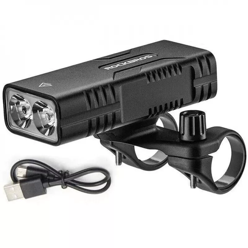 Dviračio žibintuvėlis su power bank funkcija Rockbros + USB-C į USB-A kabelis, 850 lm, juodas