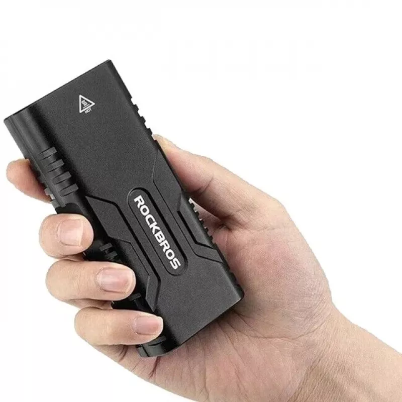 Dviračio žibintuvėlis su power bank funkcija Rockbros + USB-C į USB-A kabelis, 850 lm, juodas