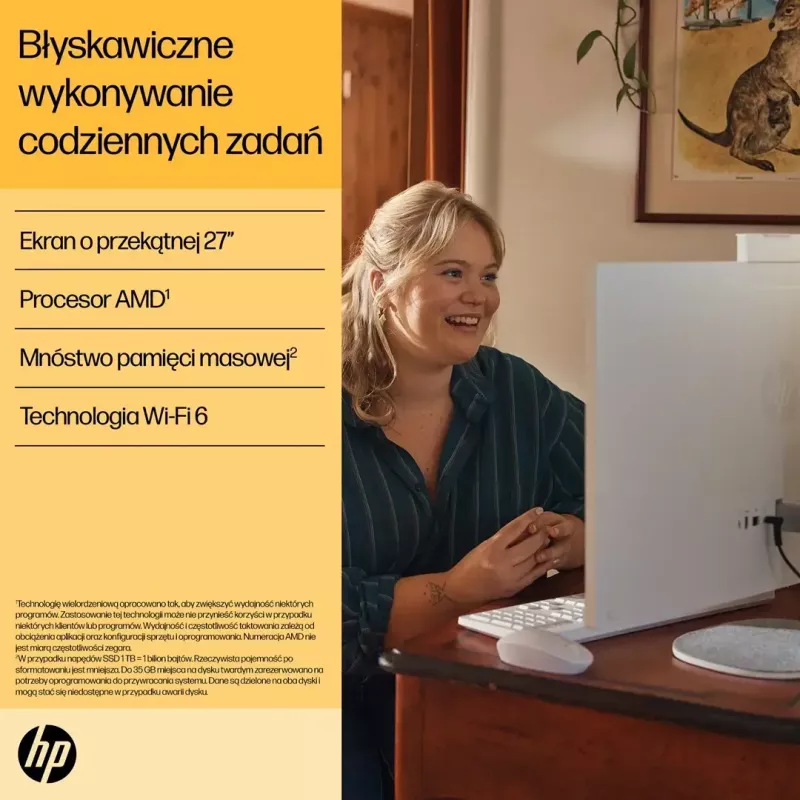 All-in-One kompiuteris HP 27-cr0222nw – 27 inch FHD, AMD Ryzen 7 7730U, 16 GB RAM, 512 GB SSD, Windows 11 Home, Wi‑Fi 6