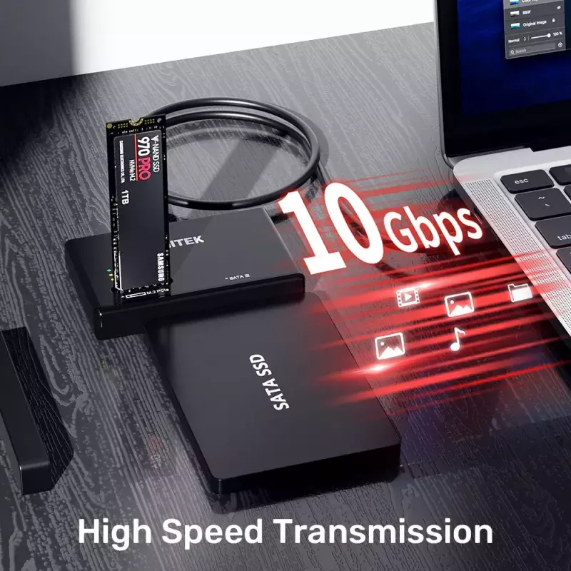 SSD korpusas UNITEK S1232A01-EU Juodas M.2/2.5 colio/3.5 colio 10 Gbit/s
