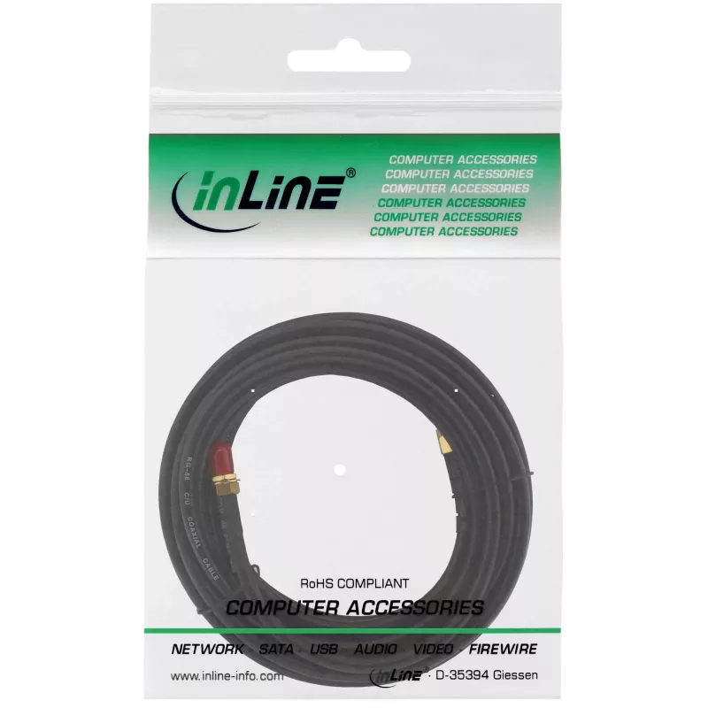 Tinklo kabelis InLine WIFI Cable R-SMA kištukas R-SMA mova 10 m