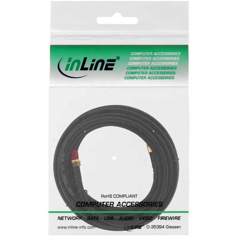 Tinklo kabelis InLine WIFI Cable R-SMA kištukas R-SMA mova 10 m