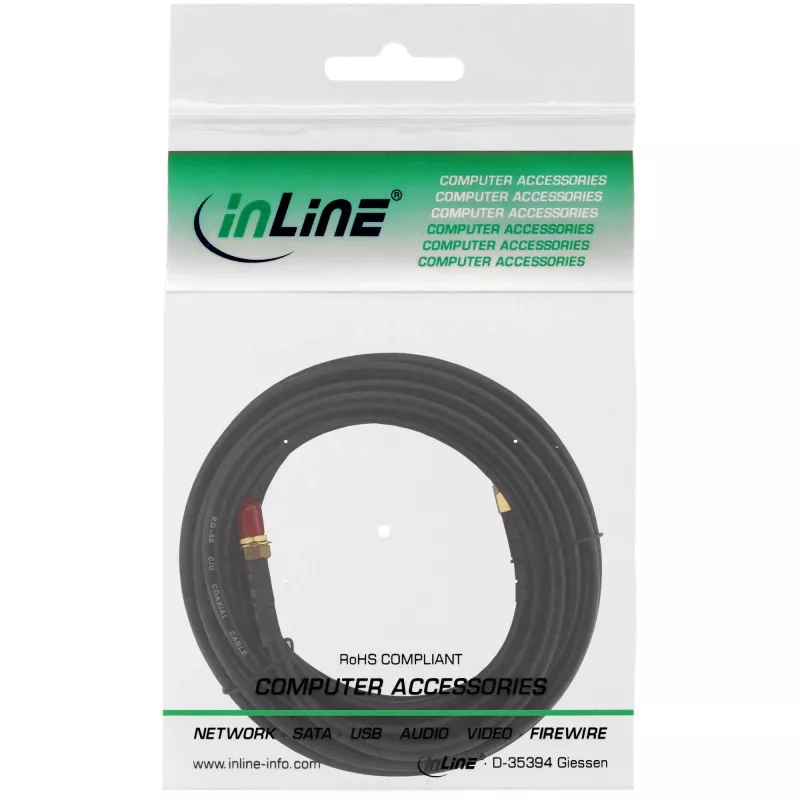 Tinklo kabelis InLine WIFI Cable R-SMA kištukas R-SMA mova 10 m