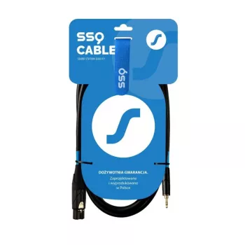 XLR (3 kontaktų) moteriškas į 3,5 mm TRS stereo lizdą laidas SSQ XLRMi0.5 0,5 m, subalansuotas, 85Ω ±5Ω, 2×0,23 mm², juodas
