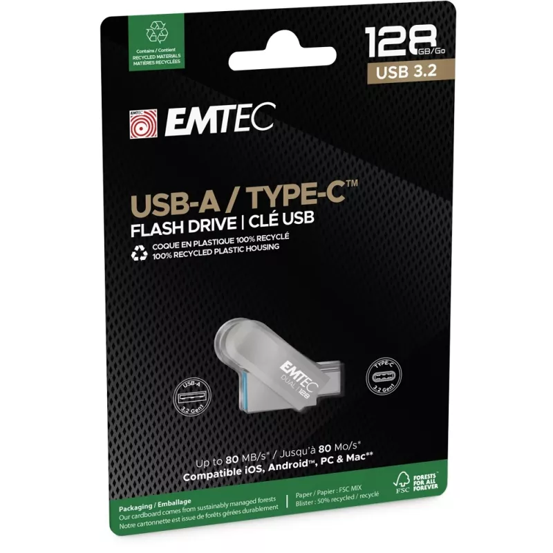 USB atmintukas Emtec D280 128GB USB Type-A USB Type-C