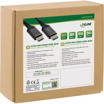 InLine HDMI AOC laidas 17915X Ultra High Speed 8K, aktyvus optinis, 15 m