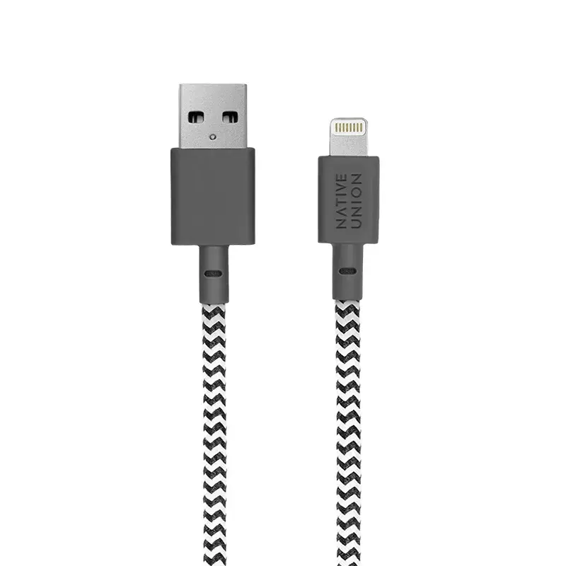 USB-A į Lightning laidas Native Union Belt Cable XL 3 m juodas baltas