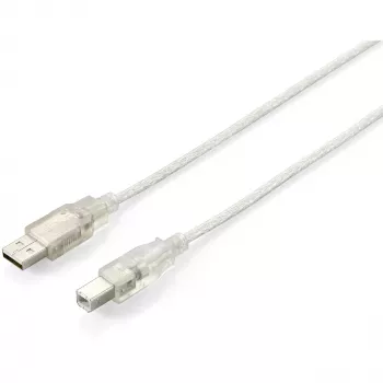 Equip USB kabelis - USB (M) į USB Type B (M) - USB 2.0 - 5,0 m - permatomas sidabrinis (128652)