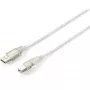 Equip USB kabelis - USB (M) į USB Type B (M) - USB 2.0 - 5,0 m - permatomas sidabrinis (128652)