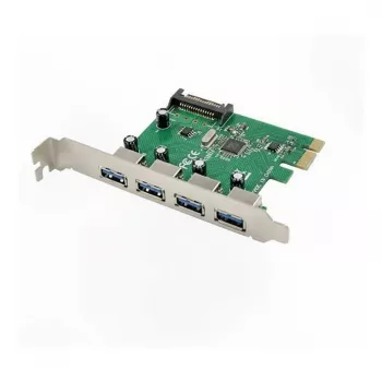 PCIe USB 3.0 plokštė Inateck KTU3FR-4P — 4 USB 3.0 prievadai, 15 kontaktų SATA maitinimas
