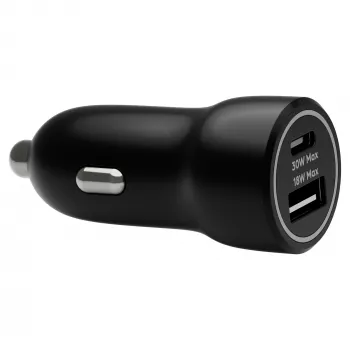 Automobilinis kroviklis d bramante re-charge — USB-C 30W + USB-A 18W, 12–24V, juodas