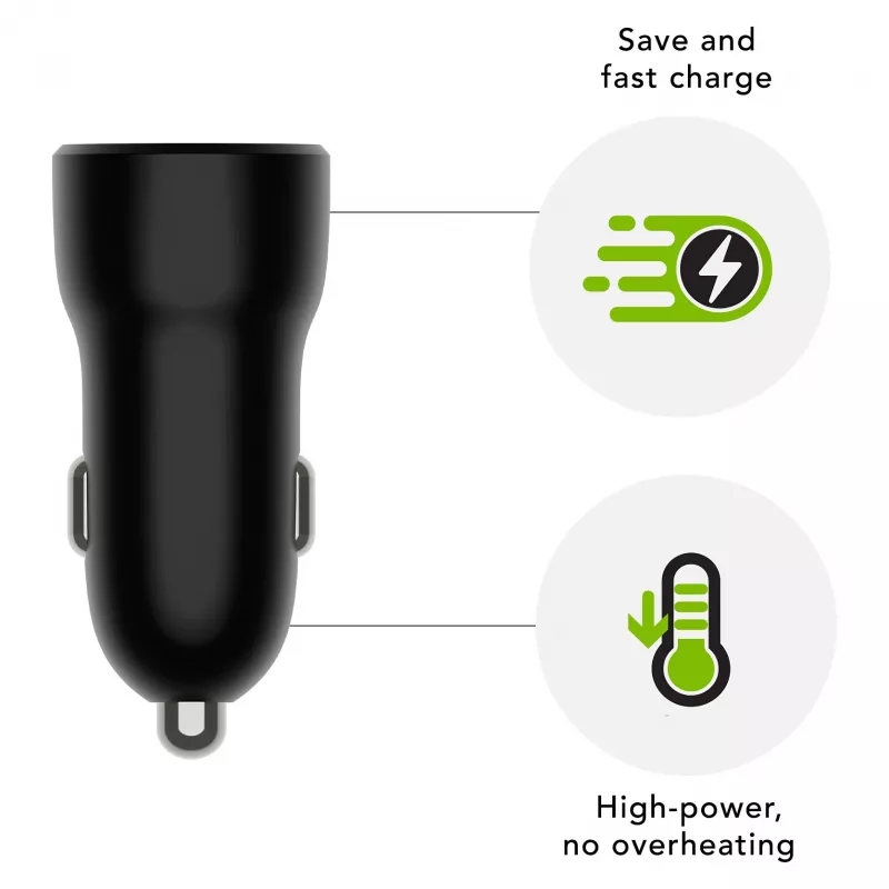 Automobilinis kroviklis d bramante re-charge — USB-C 30W + USB-A 18W, 12–24V, juodas