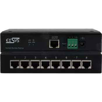 Serijinių įrenginių serveris Exsys EX-61008 — 8x RS232/422/485 prievadai, su maitinimo adapteriu