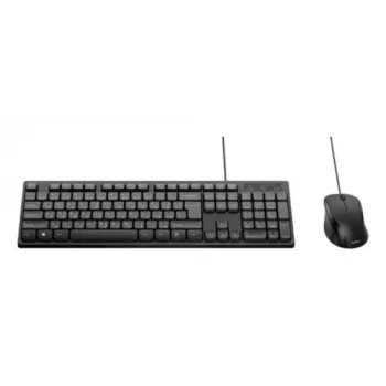 Laidinė klaviatūros ir pelės rinkinys Belkin BBZ014DE — vokiškas išdėstymas, USB-A, pilno dydžio klaviatūra, 1200 CPI pelė