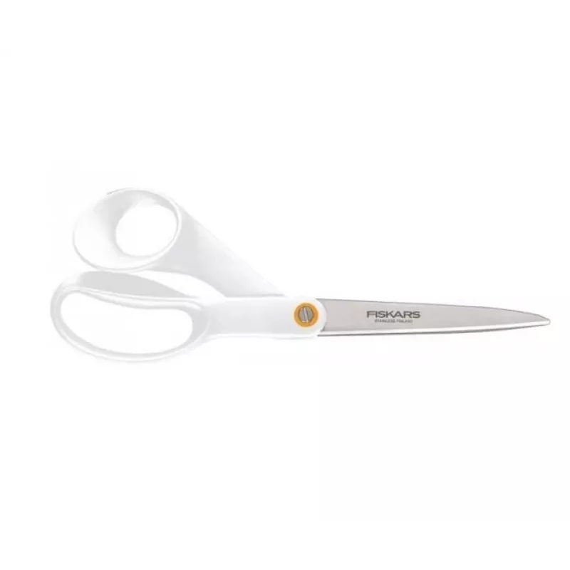 Fiskars F061200487 kanceliarinės žirklės, tiesus pjūvis, nerūdijantis plienas, balti