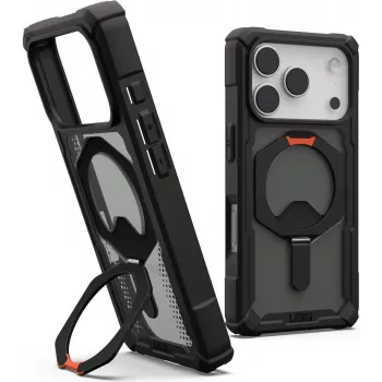 UAG Urban Armor Gear Plasma XTE MagSafe Kickstand Dėklas, Apple iPhone 17 Pro, juoda/pop oranžinė