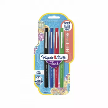 Flomasteriai Paper Mate Flair Medium 4 vnt (juoda, mėlyna, žalia, raudona)