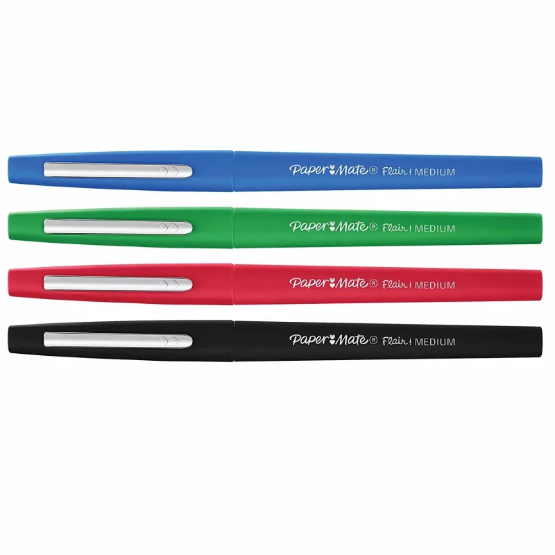 Flomasteriai Paper Mate Flair Medium 4 vnt (juoda, mėlyna, žalia, raudona)