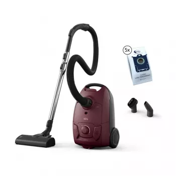 AEG AB51C1DR5B – Statybinis sausas siurblys, 3 L dulkių maišas, 750 W, Higienos filtras, raudonas