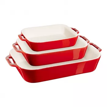ZWILLING Staub Keraminis stačiakampis kepimo rinkinys 3 vnt, raudonas, iki 300°C