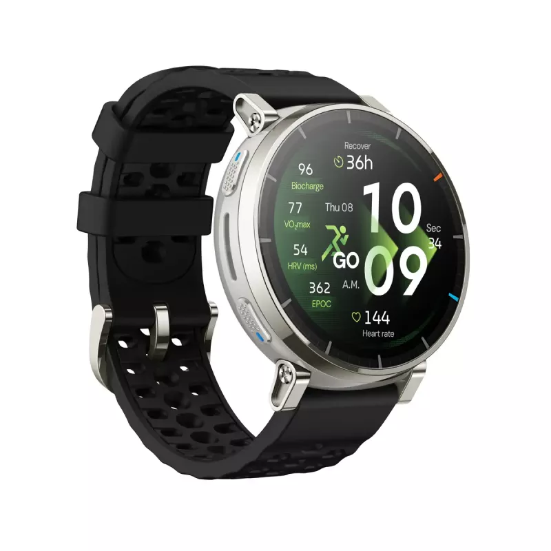 Išmanusis laikrodis Amazfit Active 3 — 1,32 colio (3,35 cm) AMOLED 466×466 px, GPS, 365 mAh, silikoninis dirželis