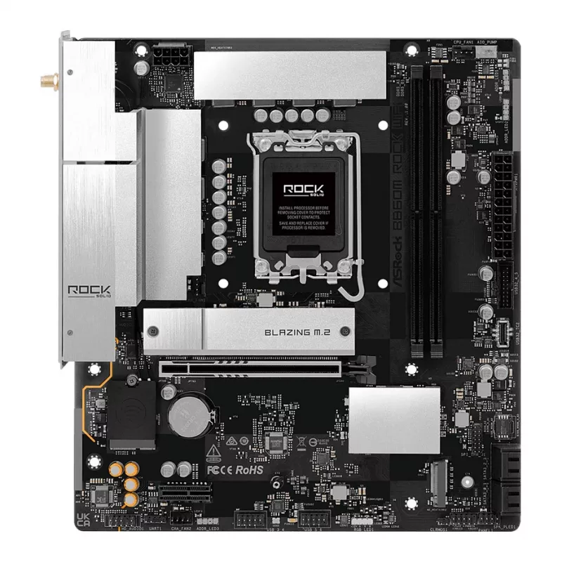 Pagrindinė plokštė ASRock B860M Rock WiFi (mATX, Intel LGA 1851, DDR5, HDMI, DisplayPort)